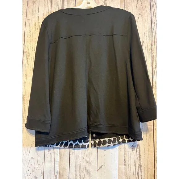 Alfred Dunner Black Jacket Blazer Silver Accents Office Casual Size Medium - Picture 5 of 6